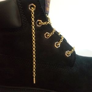 Gold Metal Chain Link Shoe Laces **NEW**